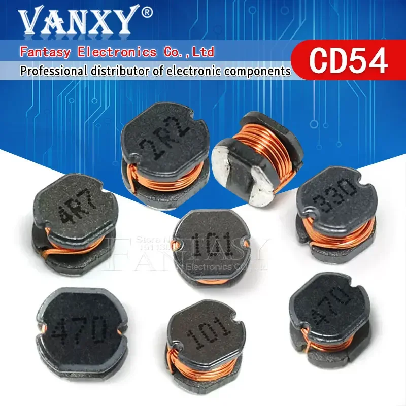 20 шт. CD54 SMD силовой индуктор 1R 1R5 2R2 3R3 4R7 6R8 1 1,5 2,2 3,3 4 ...