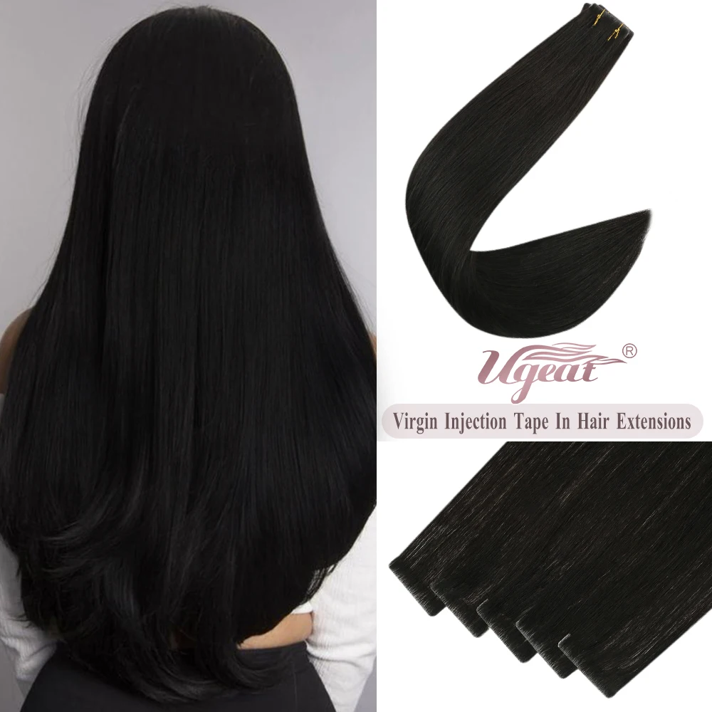 Ugeat Virgin Tape Hair Extensions Injection Skin Weft Invisible Hair Natural Straight Injection Long Lasting Human Hair