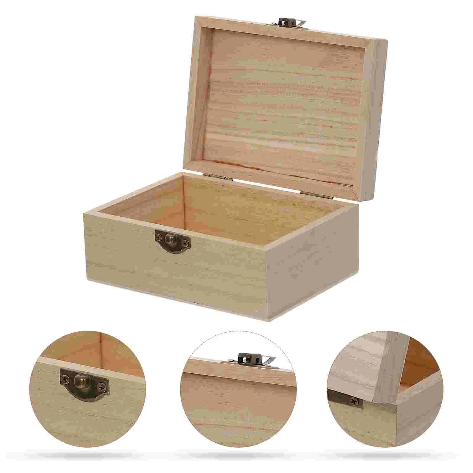

6pcs Unfinished Wood Boxes Wooden Storage Box Wood Craft Box with Locking Clasp