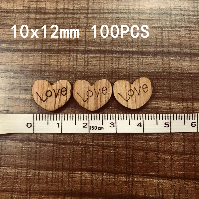 Деревянные наклейки в форме сердца &quotЛюбовь&quot 100 шт. |