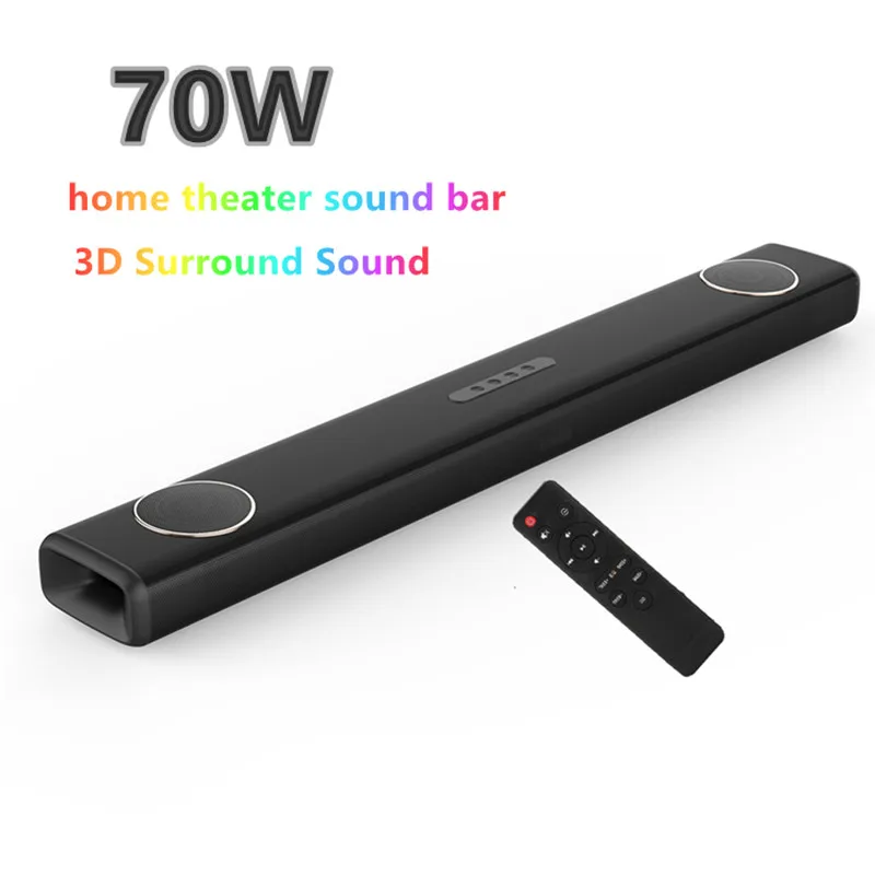

70W Home Theater Bluetooth Speaker Wall Mount Wireless Subwoofer with Remote Control Support AUX USB HDMI ARC Fiber Coaxial