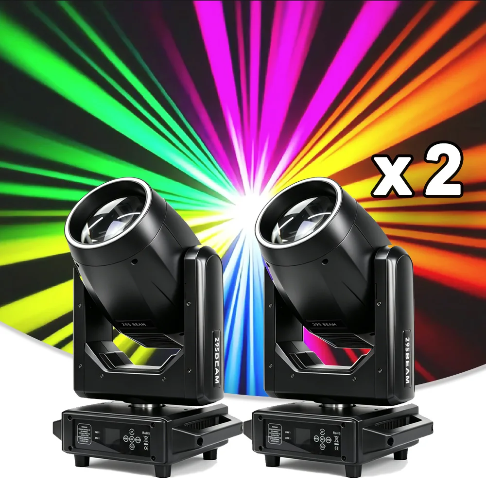 Фото 2 шт. Вращающиеся головные светильники Beam 295W 14R с сенсорным экраном, RGB-кольцом, 8+16+24 призмами, DMX512, музыкальным управлением для DJ, дискотек, клубов, концертов, сценического освещения №1