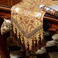 luxury golden table runner tablecloth table mat royal nobility tassel pendant bed flag table flag for wedding hotel dinner party