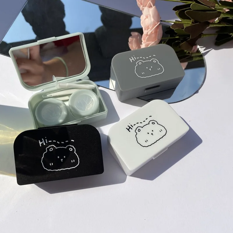 

Cute Portable Small Bear Eye Contacts with Mirror Contact Lens Case Colored Lenses Container Box for Party Travel Set