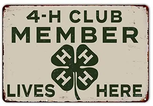 

Tin Sign 4-H Member Lives Here Vintage Style Reproduction Metal Sign Home Wall Decor 8 x 12 inches