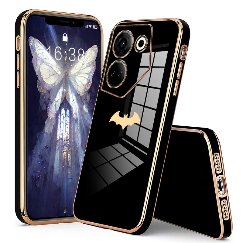 

Bat Pattern Plating Phone Case For Infinix Tecno Camon 20 Pro Soft Cover