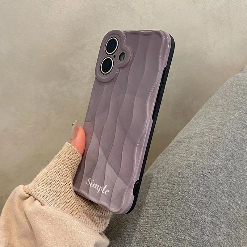 Чехол для телефона с градиентным серым волнистым узором iPhone 16 15 14 13 12 Pro Max мягкая