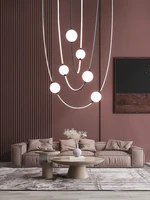 nordic curved line dining room chandelier modern inside and outside luminous living room exhibition hall magic beans chandelier