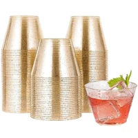 50pcsset 270ml disposable plastic cups glitter whiskey juice mousse cup champagne glass for party wedding