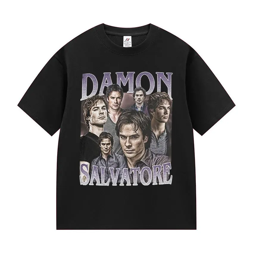 Футболки с рисунком Дэймона Сальваторе 90-х годов сериал Йен Сомерхалдер одежда в