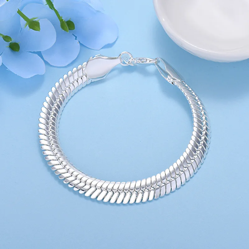 

New in 925 Sterling Silver Snake Chain 10mm Bracelet For Women Men Luxury Designer Jewelry Offers With Free Shipping GaaBou