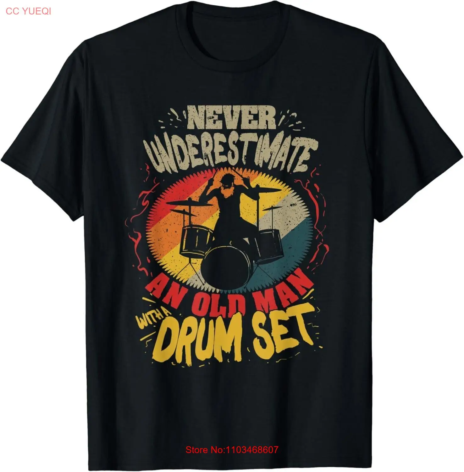 Мужская футболка унисекс никогда не подучит стариков с барабаном