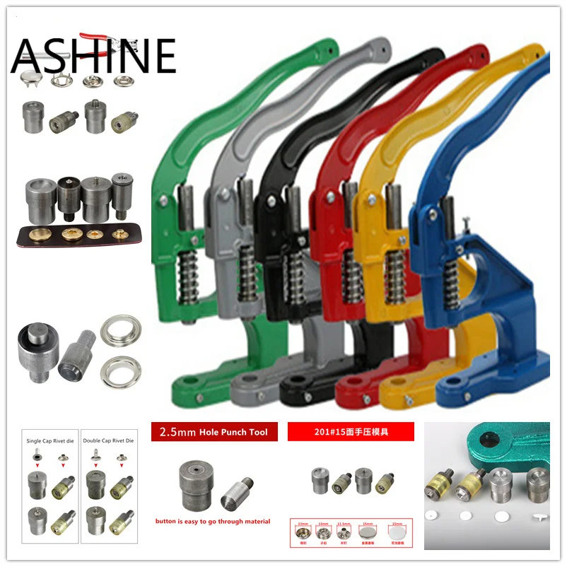 

Hand Press Grommet Hole Punch Machine For Grommet Tool Kit Eyelets Tool Plastic Metal Snap Button Cap Rivet Dies Mold