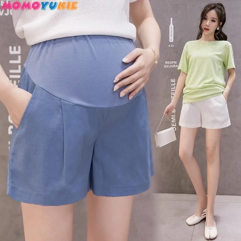 Summer Cotton Maternity Belly Short Pants Pregnant Women Shorts Pregnancy Short Trousers Adjustable Belly Clothes Korean Style