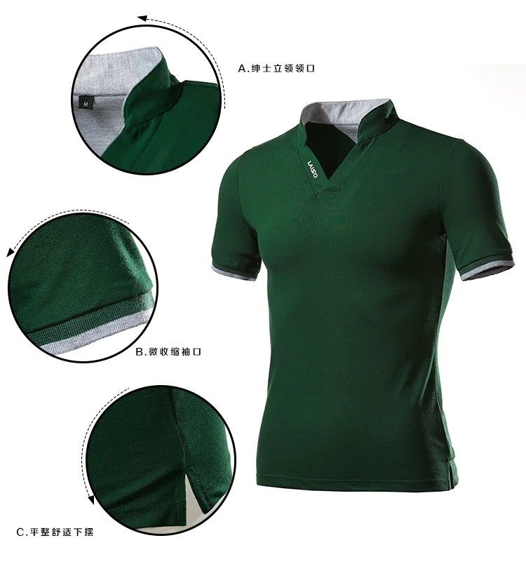 

T-Shirt Top Men's Slim Casual Solid Color Stand Collar Short Sleeve