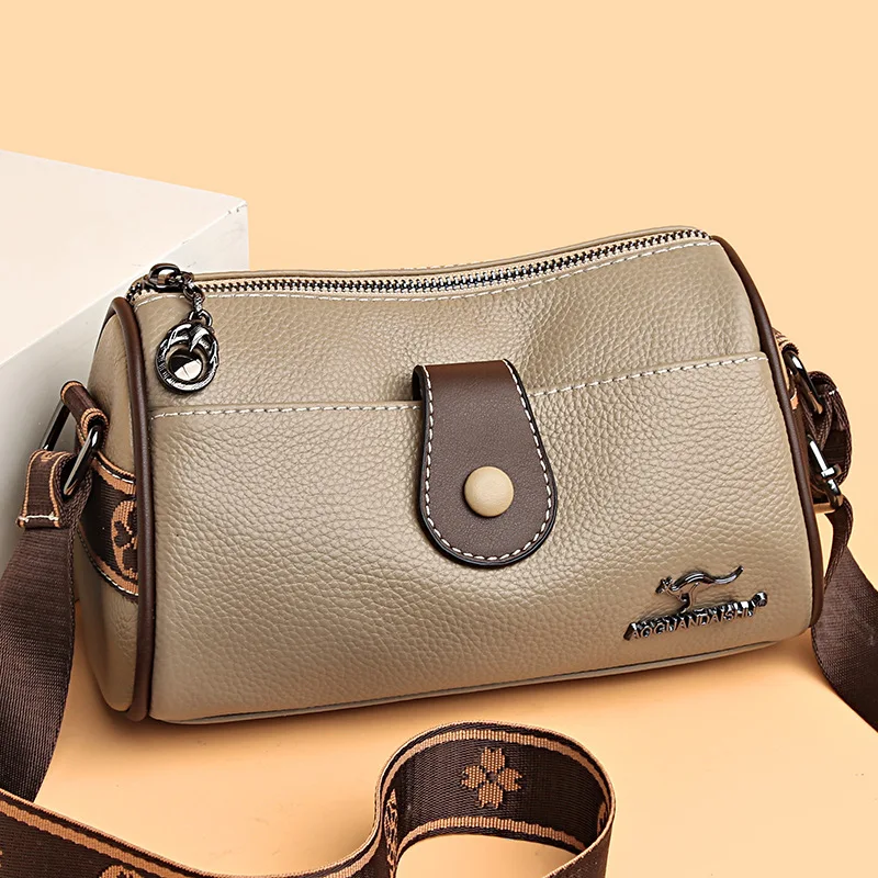 Genuine Leather Women Bag Advanced Feeling Small Square Bag Rectangle Design Small Bag Top Layer Cowhide Cross-body Shoulder Bag