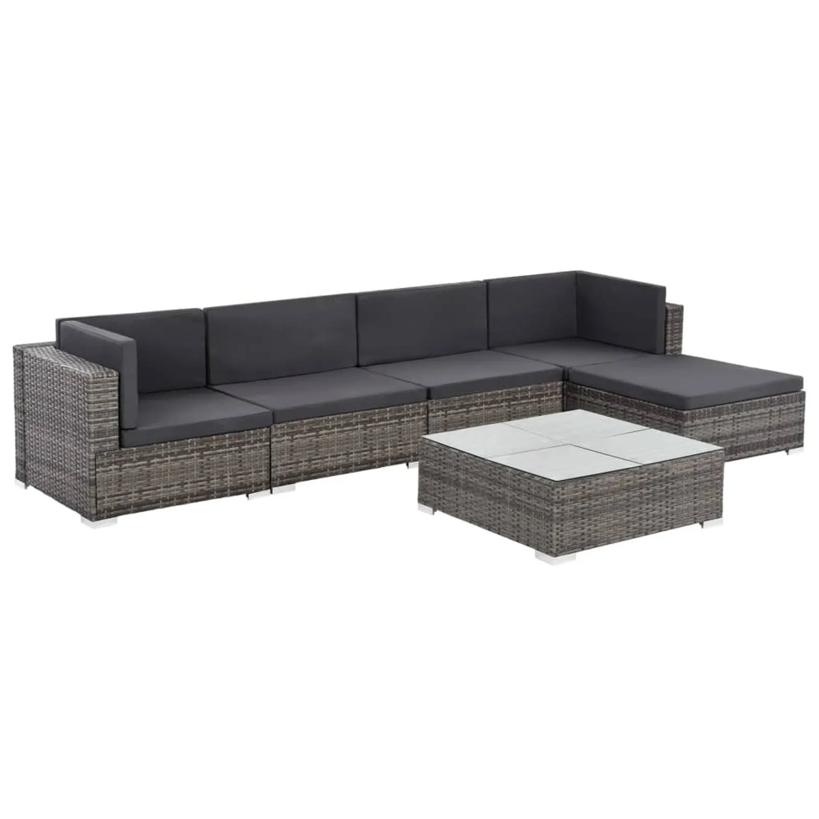 

6 Piece Garden Lounge Set with Cushions Poly Rattan Gray