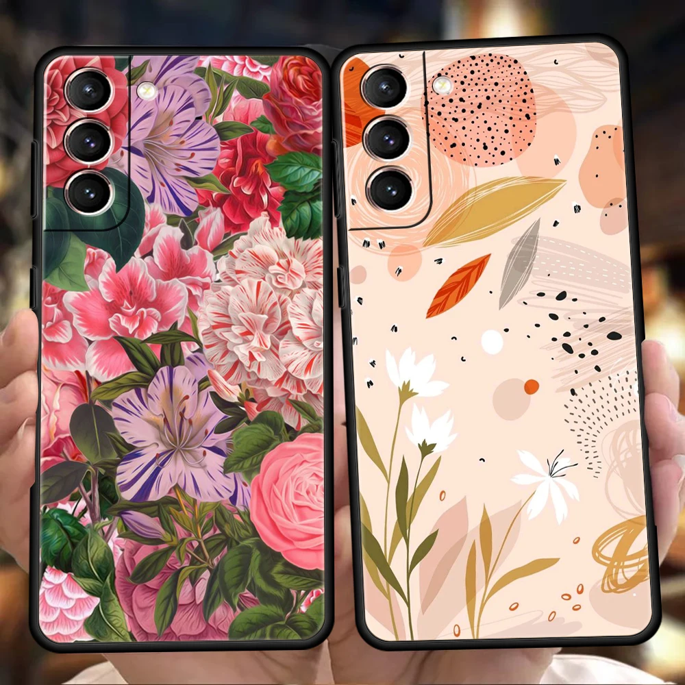 

Floral Flower Case for Samsung Galaxy S22 S20 S21 FE Ultra S10 S9 M22 M32 Note 20 Ultra 10 Plus 5G Silicone Phone Cover Fundas