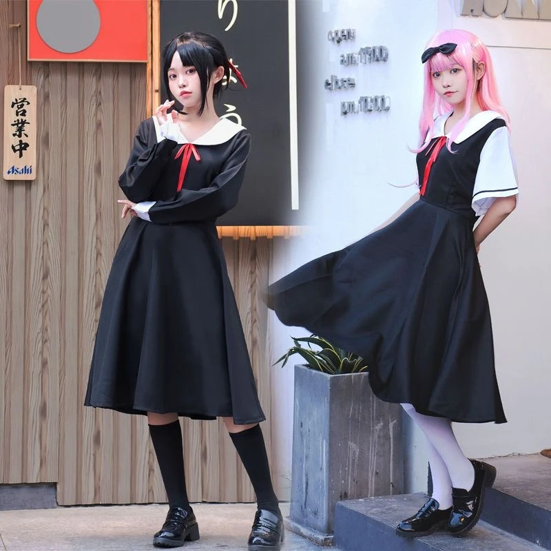 

Anime Kaguya Sama Love Is War Cosplay Shinomiya Kaguya Fujiwara Chika Costumes Pink Wig Women Girls Dress Halloween Costume