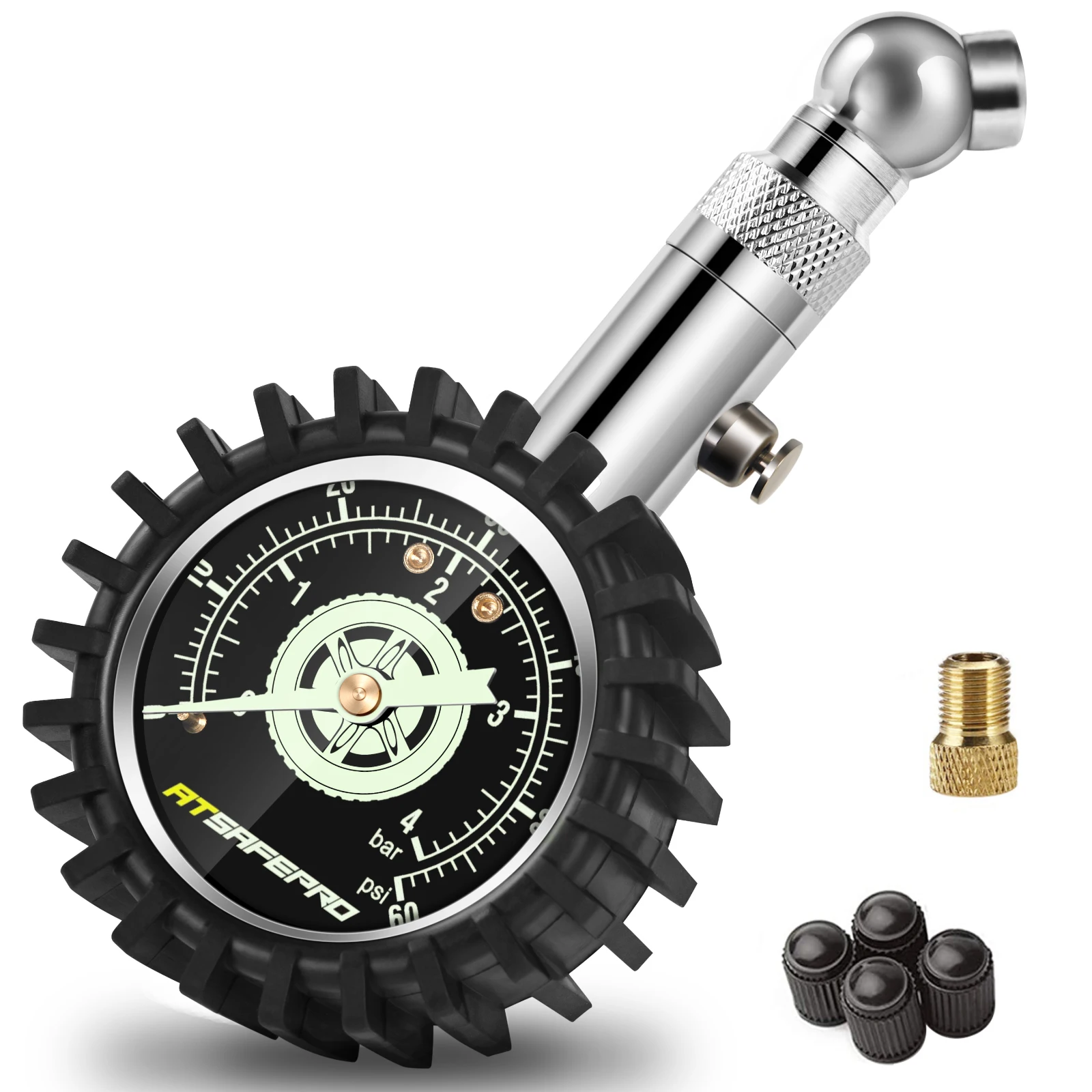 

Датчик давления в шинах ATsafepro, измеритель давления в шинах, 60PSI, 4 бар, для мотоциклов и грузовиков