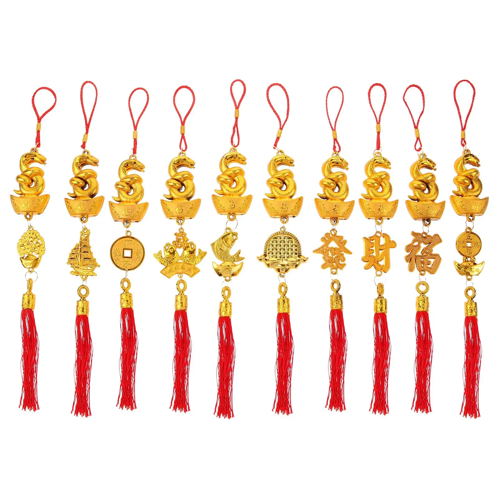 10 шт. 2025 год китайская змея орнамент кулон бонсай подвесные новогодние украшения