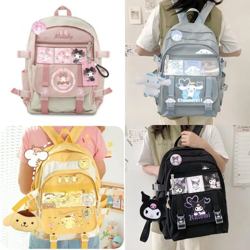 

Kawaii Cinnamoroll Pompompurin Backpack Anime My Melody Kuromi High Capacity Student Jk Bag Multifunction Schoolbag Holiday Gift