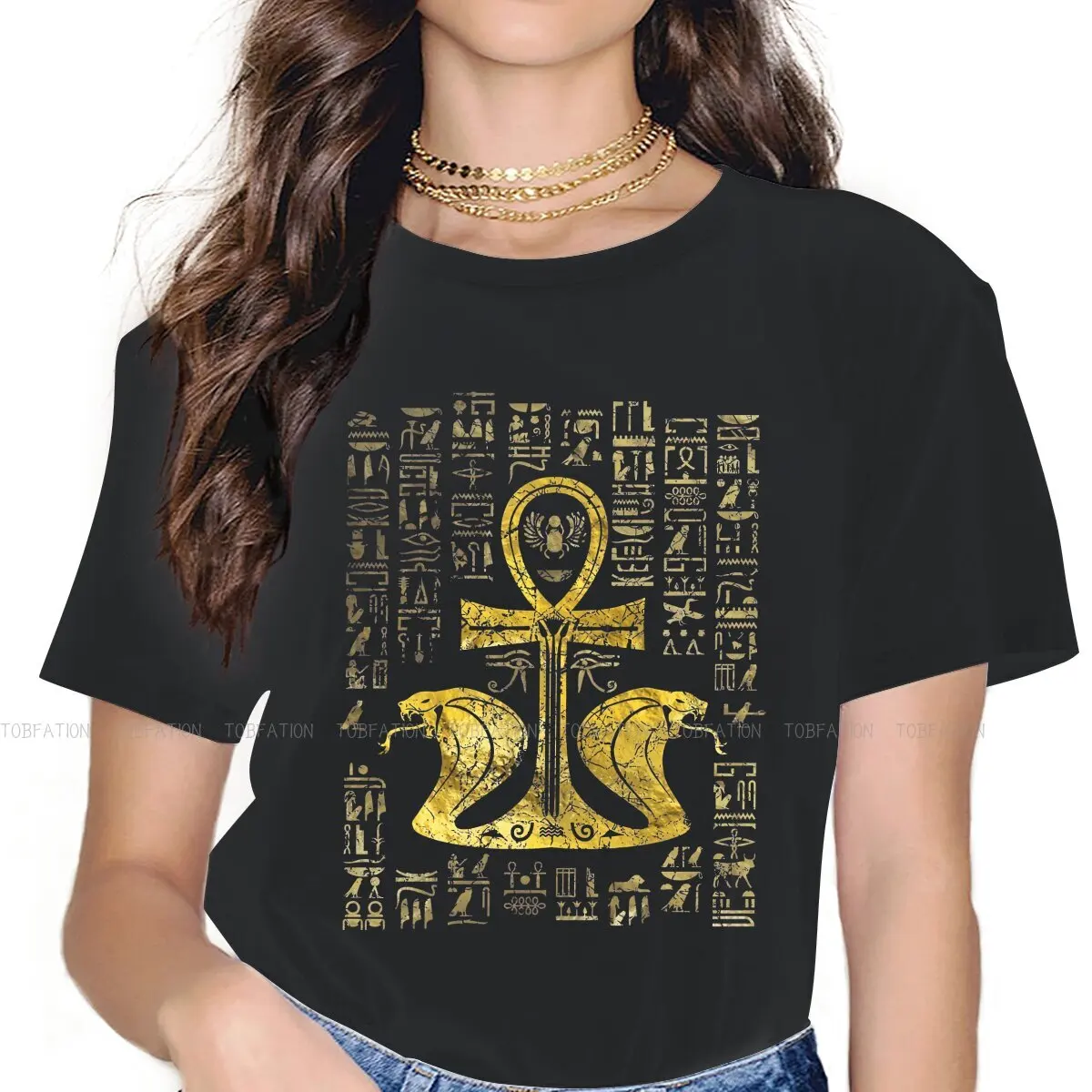 

Egyptian Ancient Egypt Culture Women T Shirt Cross Ankh With Uraeus The Cobra Classic Female Graphic Kawaii Tees Ladies Tshirt