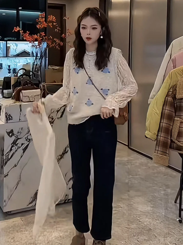 Французский темперамент изящный жаккардовый свитер без рукавов жилет для женщин