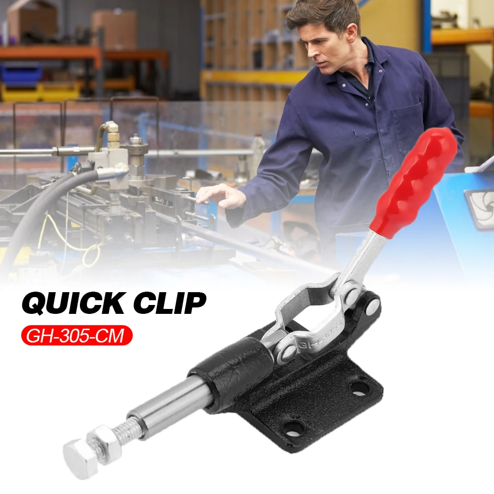 

Quick-Release Toggle Clamp Plunger Push Pull Type Toggle Clamping Hand Clip Tool Plastic Cover Handle Ductile Iron Base Clamp