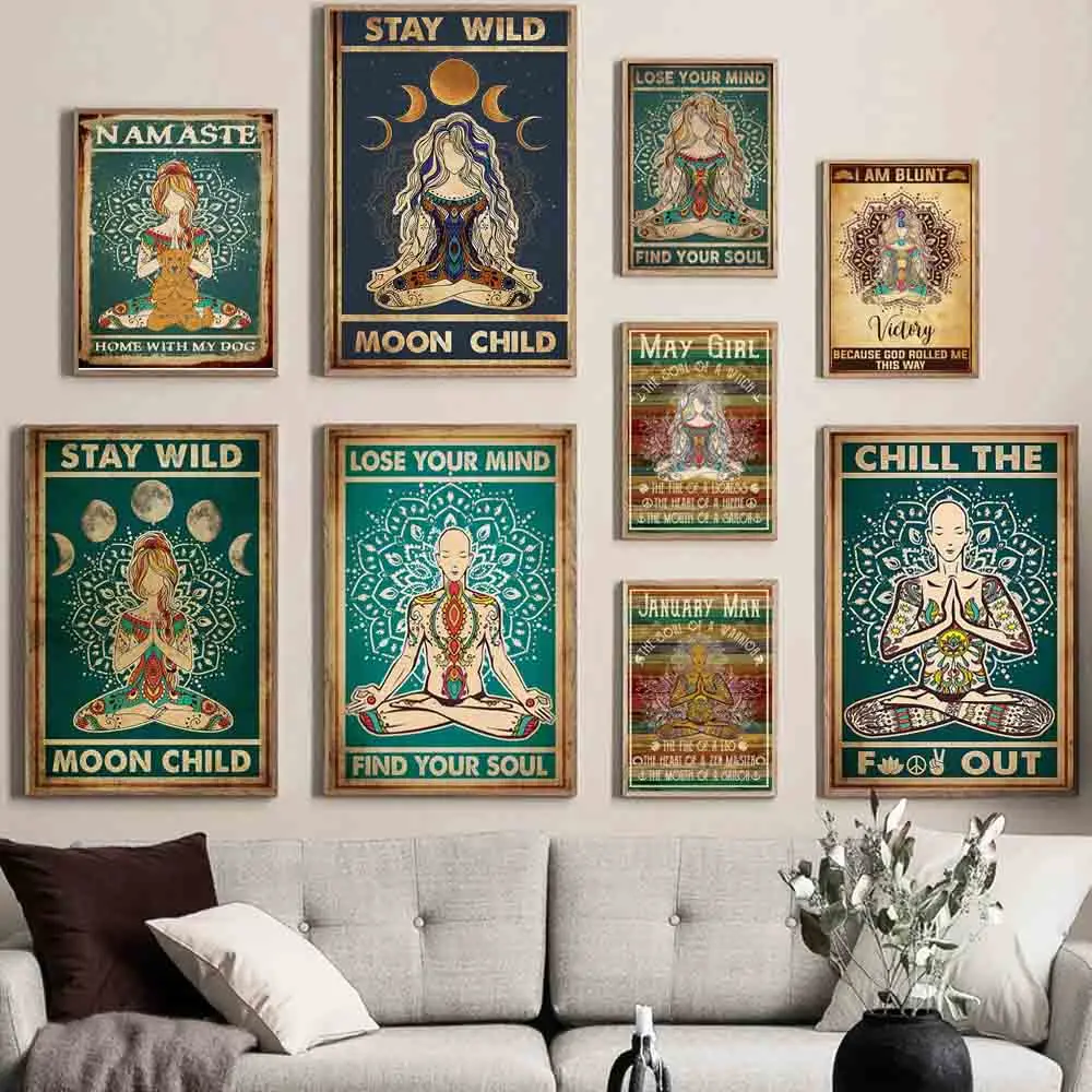 

10style Retro art figure Canvas painting abstract prayer halo poster office wall painting living room corridor home decoration