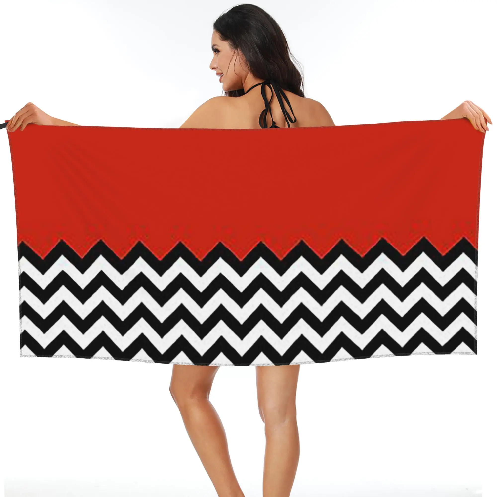 Фото Пляжное полотенце с графическим рисунком в стиле Black Lodge Twin Peaks, мягкое, из микрофибры, быстросохнущее, впитывающее влагу, для занятий йогой №1