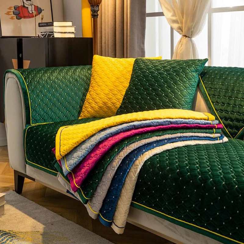 

Nordic Luxury Crystal Velvet Sofa Cover Living Room Modern Non-slip Corner Sofa Towel Sofa Cushion Cushions for Living Room