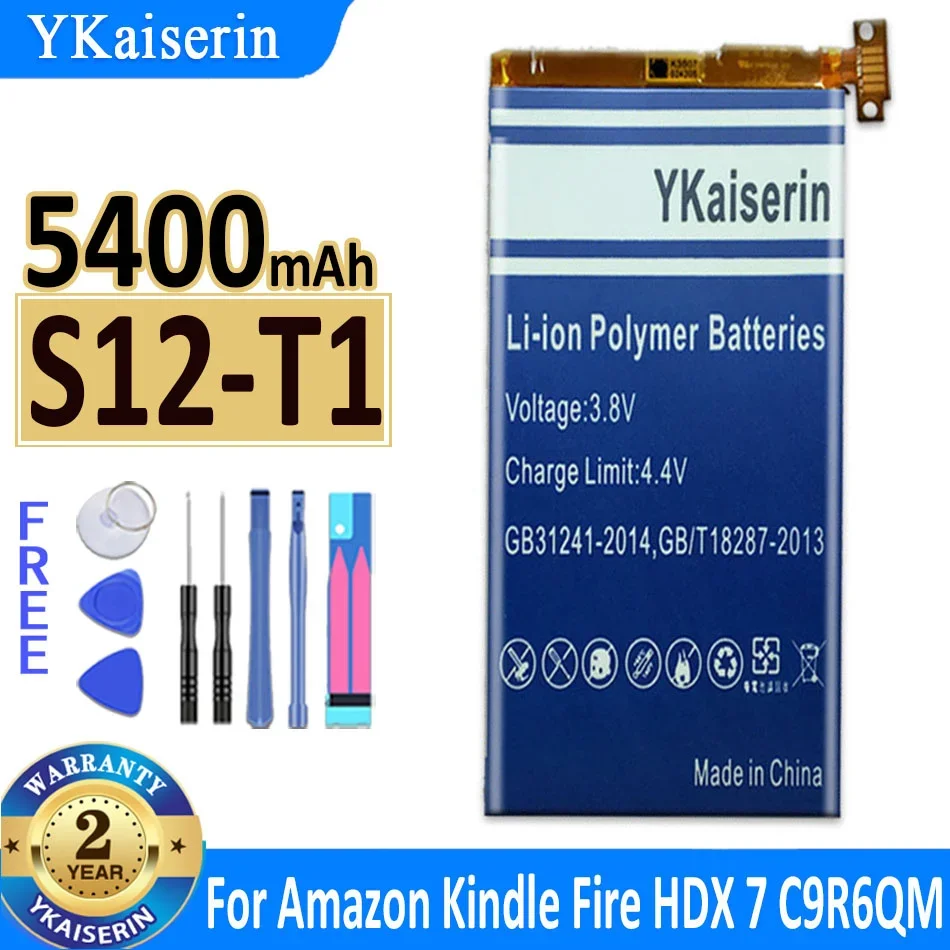 

5400mAh YKaiserin Battery For Amazon Kindle Fire HDX 7 HDX7 C9R6QM Kindle Fire HDX S12-T1 S12-T1-S Genuine Bateria + Track NO