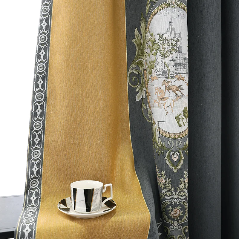 

European Style Blackout Curtains for Living Room Seamless Stitching Cotton Linen Bedroom Retro Simple Windows Curtains Tulle Set