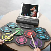 MD862M 전자 드럼 전자 롤업 MIDI 드럼 키트, 드럼스틱 및 전원 공급 장치 포함, 483 × 324mm 드롭쉬핑