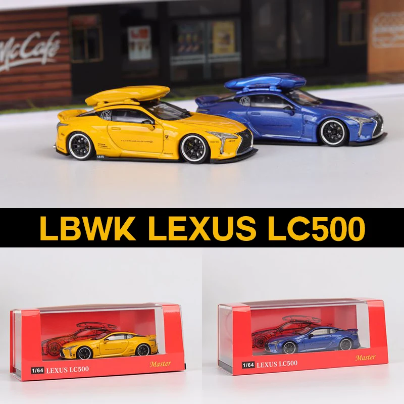 

Master 1:64 Wide Body LBWK Lc500 Yellow Blue Alloy Complimentary Luggage Diorama Car Model Collection Miniature Carros Toys
