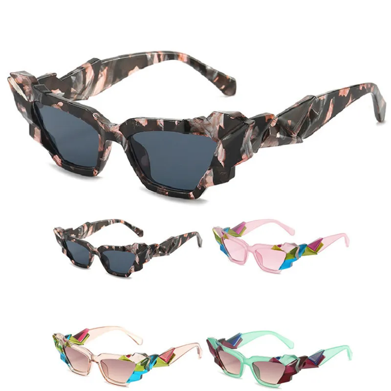 

Солнцезащитные очки в многоугольной оправе, асимметричные модные дизайнерские аксессуары кошачий глаз для езды на велосипеде и рыбалки