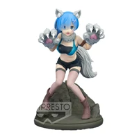100 originalanime rezero rem gray wolf suit 18cm pvc action figure anime figure model toys figure collection doll gift