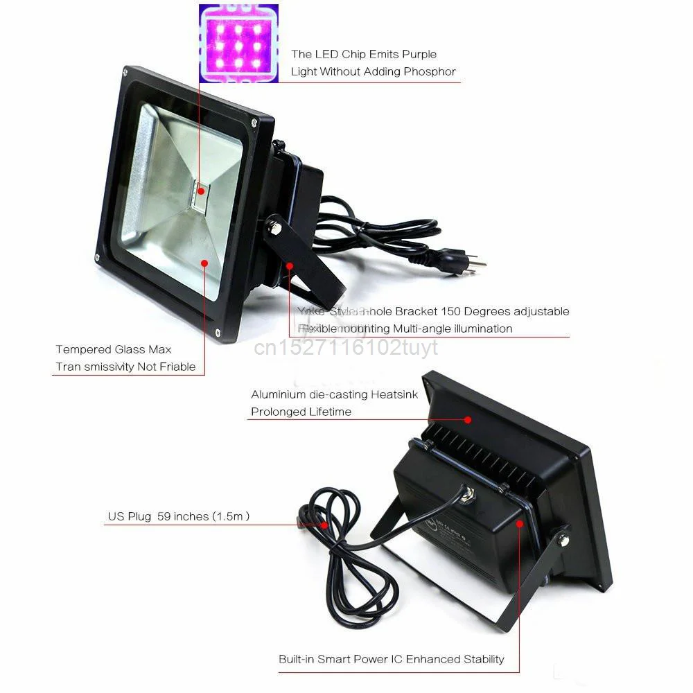 4 шт. Blacklight высокая мощность 10 Вт 20 30 50 ac85-265v УФ светодиодный прожектор