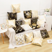 high quality stamping gold pillowcase retro european style sofa cushion cover home decorative short plush pillow cover cushion