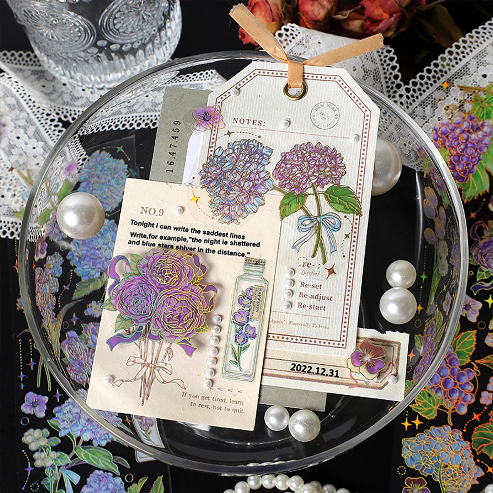 3Pcs Bronze Flower Stickers DIY Scrapbook Diary Album Decorative Sticker Stationery