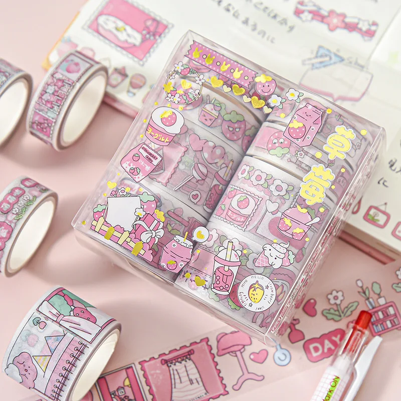 

8 pcs Kawaii Washi Tape Set Scrapbooking Diary Diy School Supplies Masking Tape Decorative Stationery