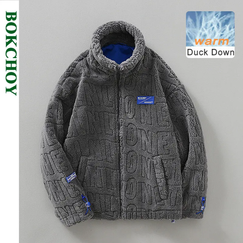 2022 Autumn Winter New Lamb Down 90% White Duck Down Jacket Thickened Warm English Letter Letter Trend Coats for Men H220105