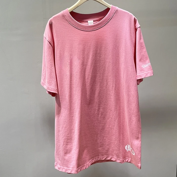 

Fashion Classic Trendy Luxury Design Summer Spring Pink Big Cross Men Women Round O Neck Printed Short Sleeve T-shirt