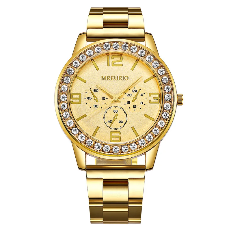 Женские кварцевые часы с тремя глазами и большим циферблатом