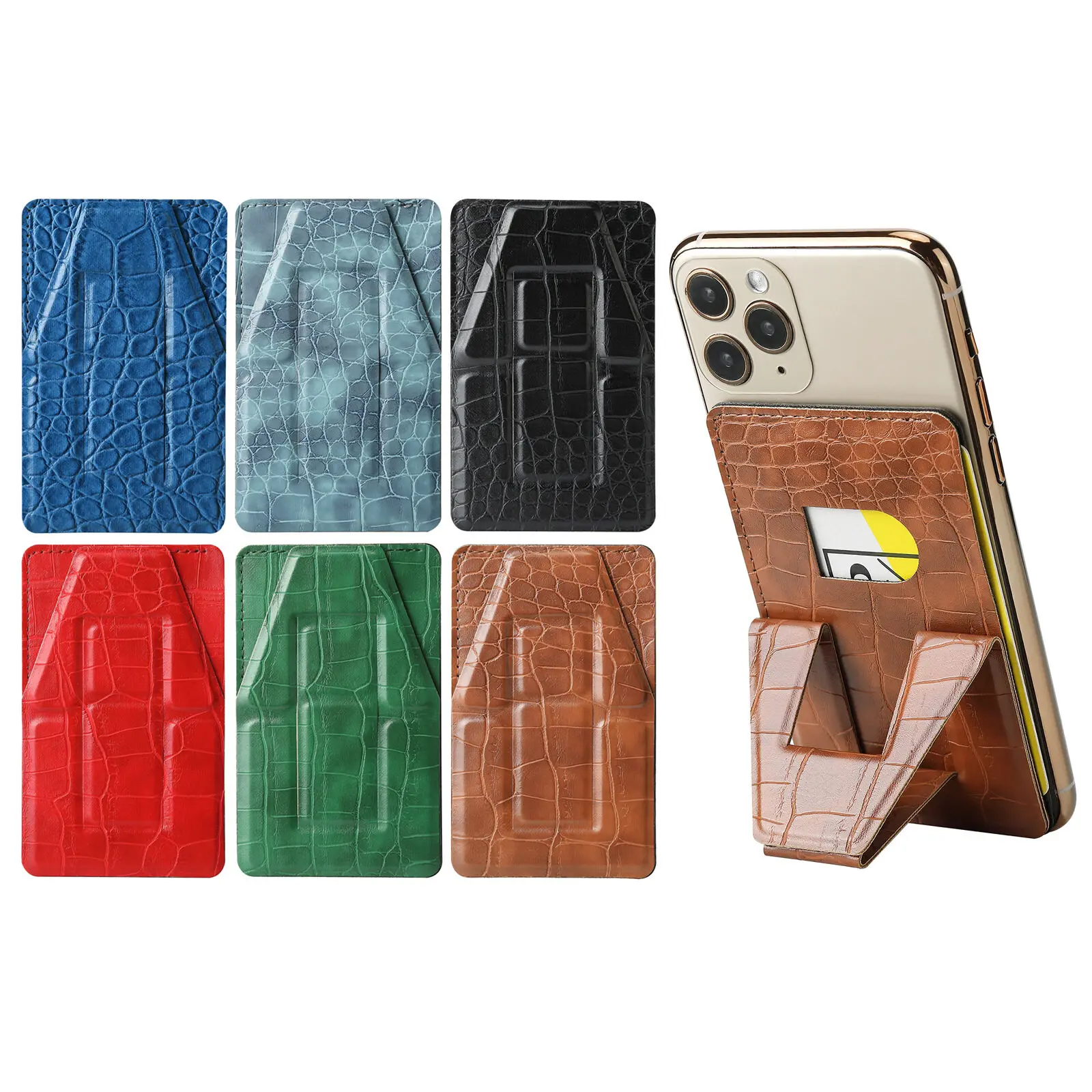 

Compatible for Smart Phone PU Leather Mobile Phone Stand Desktop Multi Angle Support Viscose Type Can Be Used Repeatedly