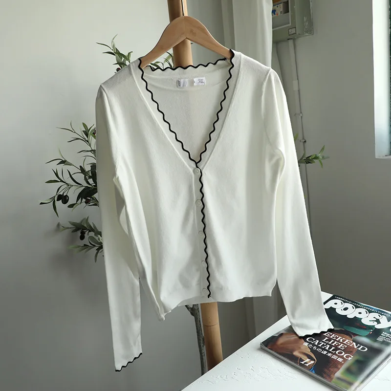 

2022 Classic Style Mao Love Women's Wavy Cardigan V-neck Sweater knitted cardigan sweters for women