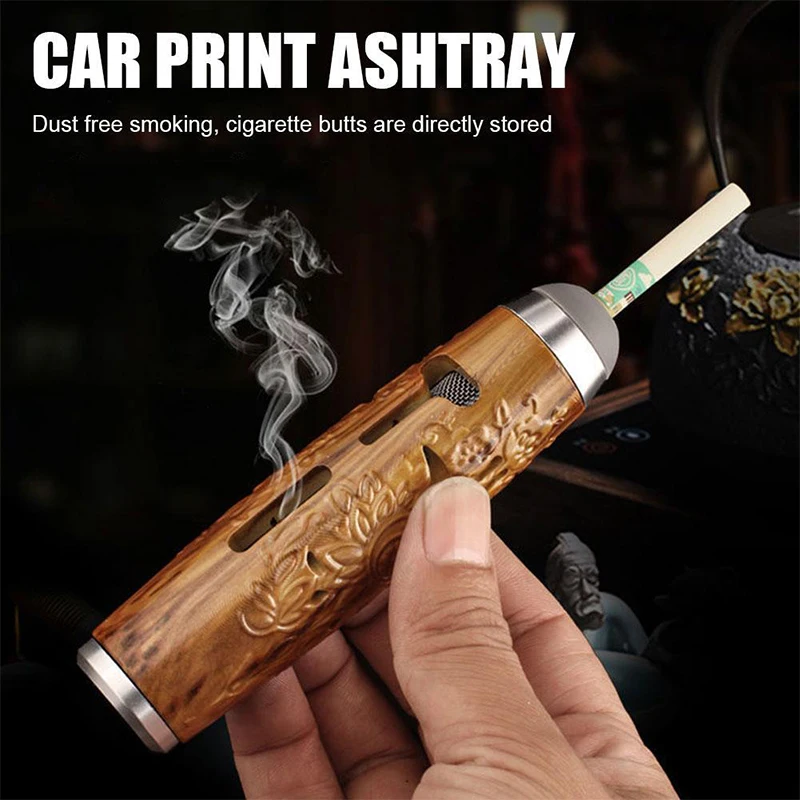 

Wood Grain Relief Style Cigarette Cup Ash Holder Ashtray for Car Portable Fireproof Smoking Filter Accessorries