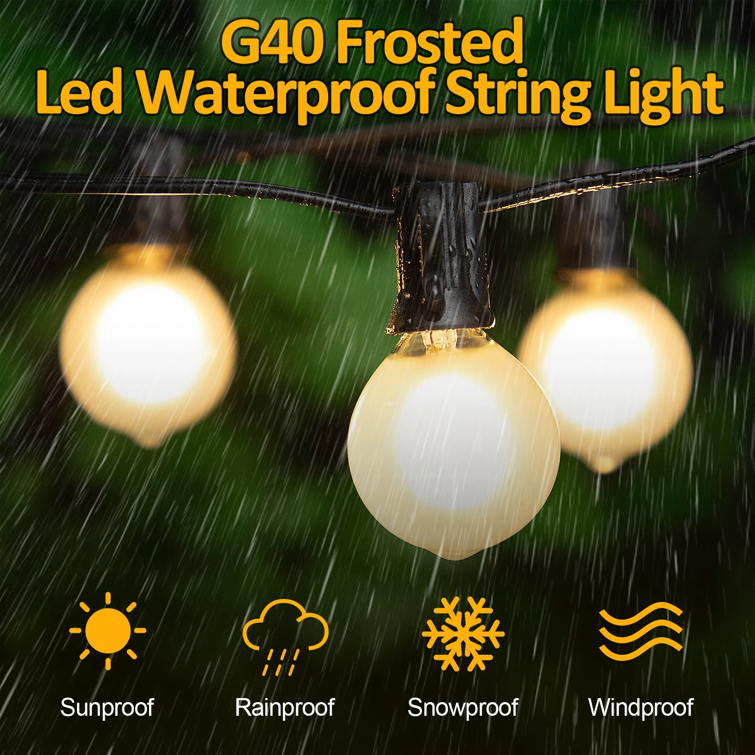 Водонепроницаемая декоративная гирлянда G40 Led