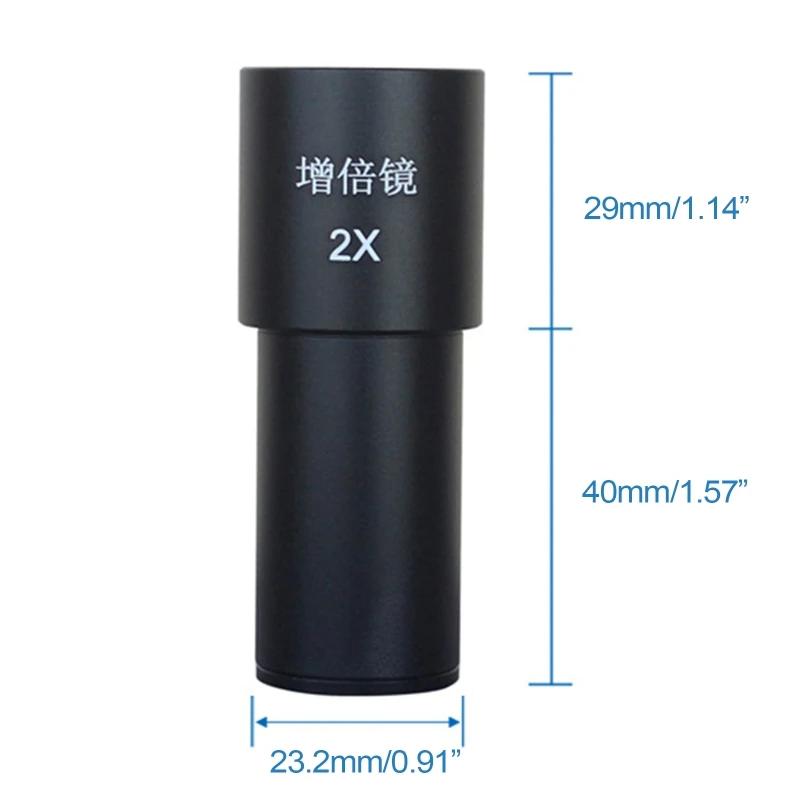 

E8BA 2X Metal Barlow Lens Magnification Optical Glass Lens Eyepiece 23.2mm Interface Full Multi-Coated for Biological Microscope